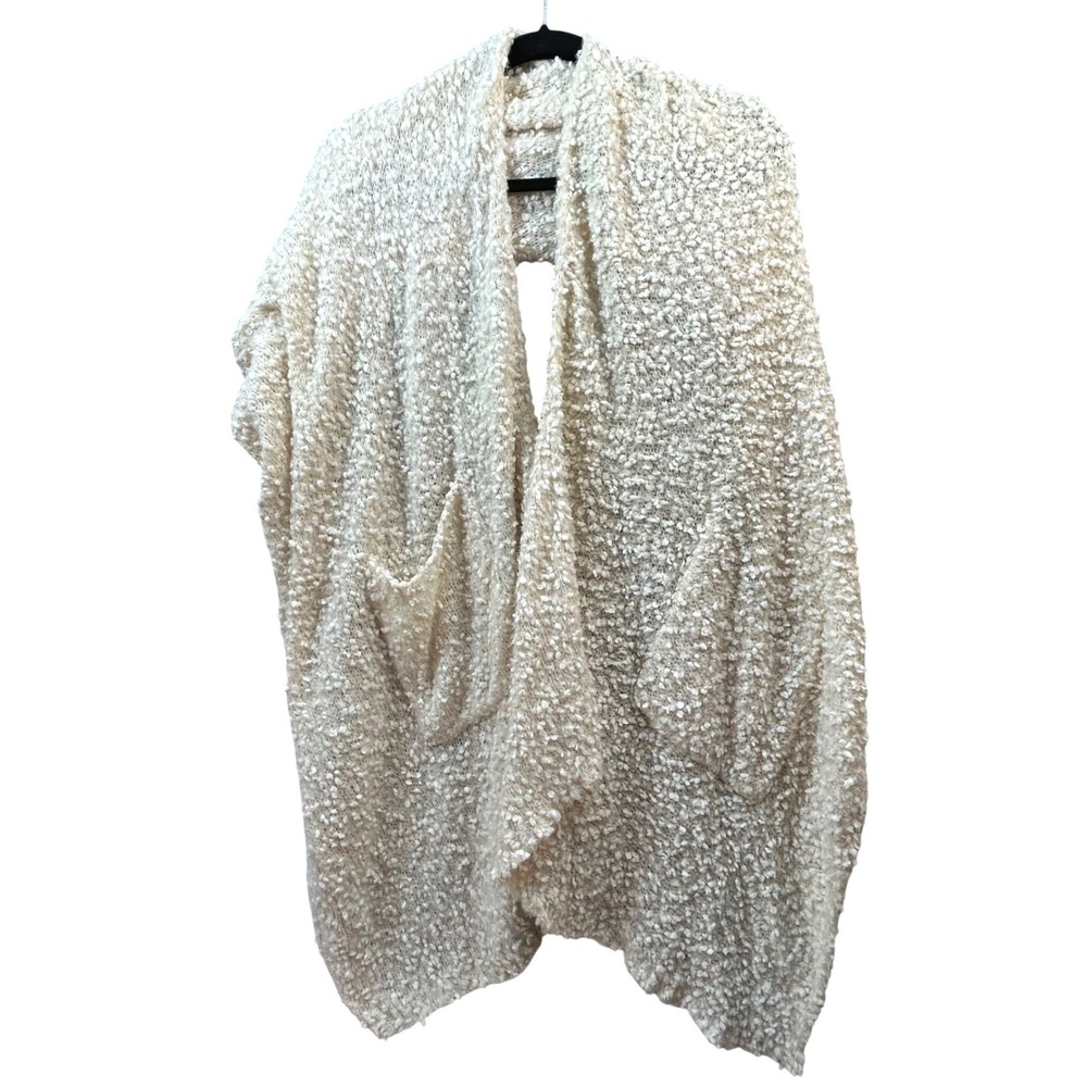 Demdaco Giving Shawl Cream Popcorn Knit Oversized Pockets Wrap Scarf 80" x 30"